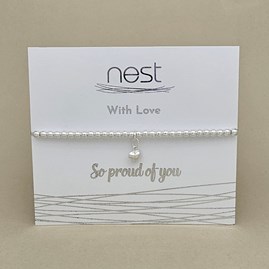 'So Proud Of You' Beaded Charm Bracelet Beaded Bracelet Carded Bracelet Sentiment No Distance Heart Silver Plated