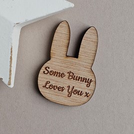 'Some Bunny Loves You' Rabbit Pocket Token Wooden Sentiment Token Wooden Keepsake Gift Sentiment Gifts Pocket Token Gift