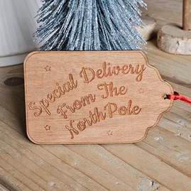 'Special Delivery From The North Pole' Wooden Gift Tag Christmas Gift Wrapping Wooden Handmade Gift Tag Festive Gifts