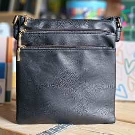 Square Multi-Zipped Cross Body Bag in Black Square Multi-Zipped Cross Body Bag in Black