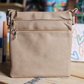 Square Multi-Zipped Cross Body Bag in Khaki Square Multi-Zipped Cross Body Bag in Khaki