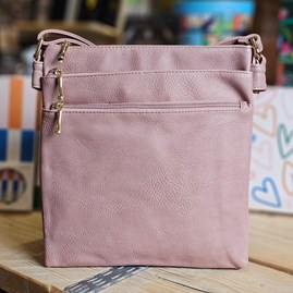 Square Multi-Zipped Cross Body Bag in Pink