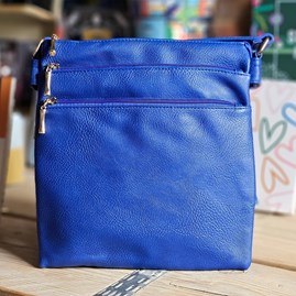 Square Multi-Zipped Cross Body Bag in Royal Blue