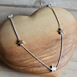 Star Charms Slider Necklace in Silver and Gold Bridesmaid Gifts Birthday Gifts For Women Costume Jewellery Silver And Gold Slider Necklace