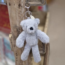 Ste The Plush Light Grey Teddy Bear Keyring