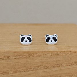 Sterling Silver And Enamel Panda Stud Earrings Sterling Silver And Enamel Earrings Gifts For Children Fun Novelty Earrings Birthday Gifts