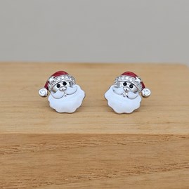 Sterling Silver And Enamel Santa Stud Earrings Sterling Silver And Enamel Santa Stud Earrings