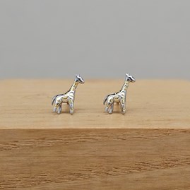 Sterling Silver and Gold Plated Giraffe Stud Earrings