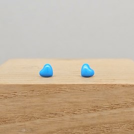 Sterling Silver Blue Enamel Heart Stud Earrings
