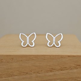 Sterling Silver Butterfly CZ Stud Earrings Sterling Silver Butterfly CZ Stud Earrings
