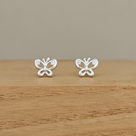 Sterling Silver Butterfly with CZ Stone Stud Earrings Sterling Silver Butterfly with CZ Stone Stud Earrings