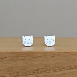 Sterling Silver Cat Stud Earrings Sterling Silver Jewellery Solid Silver Jewellery Sterling Silver Earrings Cat Lover Gifts