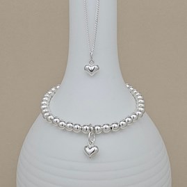 Sterling Silver Child's Heart Necklace and Bracelet Set Bridal Jewellery Bridesmaid Jewellery Wedding Jewellery Flower Girl Maid of Honour Jewellery