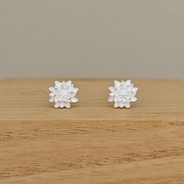 Sterling Silver Chrysanthemum Stud Earrings Sterling Silver Chrysanthemum Stud Earrings