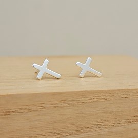 Sterling Silver Cross Stud Earrings Sterling Silver Cross Stud Earrings