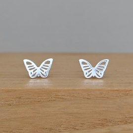 Sterling Silver Cut Out Butterfly Stud Earrings