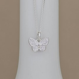 Sterling Silver CZ Butterfly Charm Necklace Sterling Silver CZ Butterfly Charm Necklace