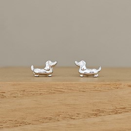 Sterling Silver Dachshund Stud Earrings Sterling Silver Dachshund Stud Earrings
