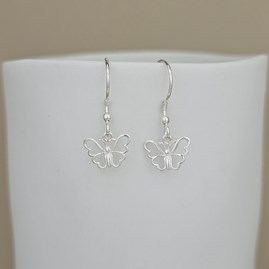 Sterling Silver Dangly Butterfly Drop Earrings