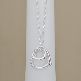 Sterling Silver Double Heart Necklace Bridal Jewellery Bridesmaid Jewellery Wedding Jewellery Flower Girl Maid of Honour Jewellery