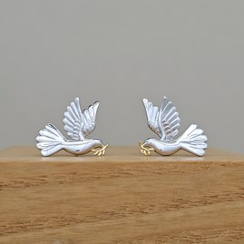 Sterling Silver Christmas Jewellery Xmas Gifts Secret Santa Stocking Fillers Dove Stud Earrings