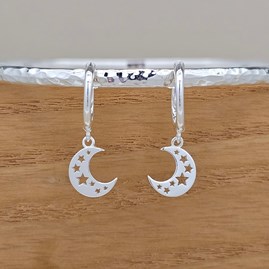 Sterling Silver Eid Crescent Moon Hoop Earrings Gifts For Eid Sterling Silver Crescent Moon And Stars Hoop Earrings Birthday Gifts Religious Gifts