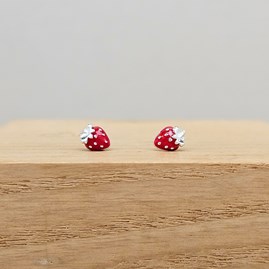 Sterling Silver Enamel Strawberry Stud Earrings