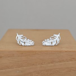 Sterling Silver Falling Feather Stud Earrings