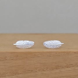 Sterling Silver Feather Stud Earrings