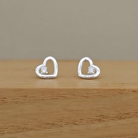 Sterling Silver Heart with CZ Stone Stud Earrings Bridal Jewellery Bridesmaid Jewellery Wedding Jewellery Flower Girl Maid of Honour Jewellery