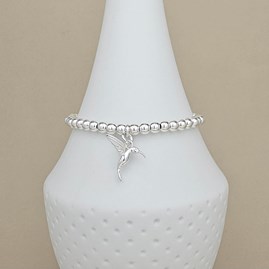 Sterling Silver Humming Bird Charm Bracelet