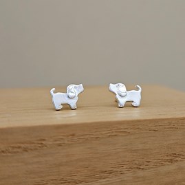 Sterling Silver Little Dog Stud Earrings Sterling Silver Little Dog Stud Earrings
