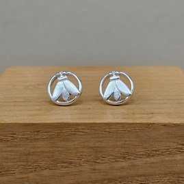 Sterling Silver Moth Within Circle Stud Earrings Sterling Silver Moth Within Circle Stud Earrings