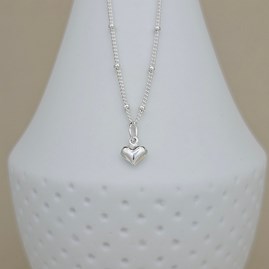 Sterling Silver Petite Heart Charm Ball Chain Necklace Bridal Jewellery Bridesmaid Jewellery Wedding Jewellery Flower Girl Maid of Honour Jewellery
