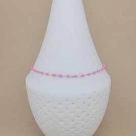 Sterling Silver Pink Enamel Bead Anklet Sterling Silver Pink Enamel Bead Anklet