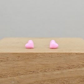 Sterling Silver Pink Enamel Heart Stud Earrings