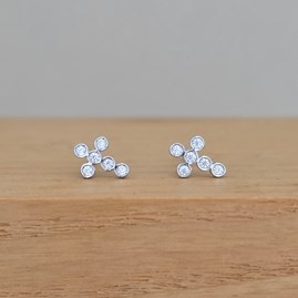 Sterling Silver Small CZ Cross Studs Earrings Sterling Solid Silver Jewellery Studs Earrings CZ Cubic Zirconia Cross Christening Baptism Communion