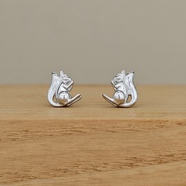 Sterling Silver Squirrel Stud Earrings