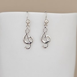 Sterling Silver Treble Clef Drop Earrings Sterling Silver Treble Clef Drop Earrings