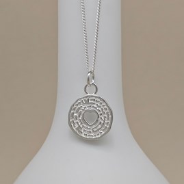 Sterling Silver Tree Slice with Heart Charm Necklace Sterling Silver Tree Slice with Heart Charm Necklace