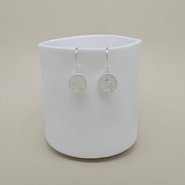 Sterling Silver Tree Slice with Heart Hook Earrings Sterling Silver Tree Slice with Heart Hook Earrings