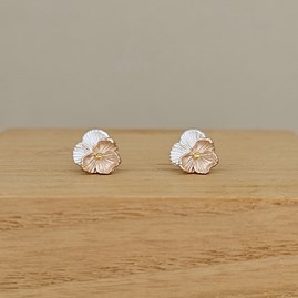 Sterling Silver Violet Flower Stud Earrings