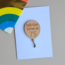 'Still Got Drive at 75' 75th Birthday Token and Card 75th Birthday Card Wooden Sentiment Token Wooden Keepsake Gift Sentiment Gifts