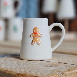 Gisela Graham Christmas Gifts Festive Gifts Kitchen Dining Gifts Stoneware Milk Jug Gingerbread Man