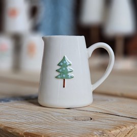 Stoneware Mini Jug With Green Tree Gisela Graham Christmas Gifts Festive Gifts Kitchen Gifts Stoneware Milk Jug With Green Tree