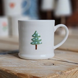 Stoneware Mini Mug With Green Tree Christmas Gifts Festive Gifts Kitchen And Dining Gifts Stoneware Mug With Green Tree
