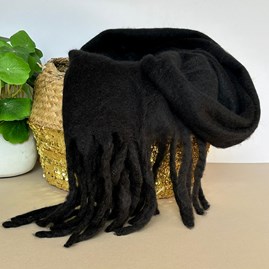 Super Soft Chunky Tassel Scarf in Black Clothing Accessory Gifts Soft Warm Winter Scarves Shawls Wraps Contemporary Scarf