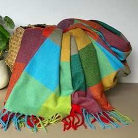 Super Soft Colour Block Scarf in Red & Green Clothing Accessory Gifts Soft Warm Winter Scarves Shawls Wraps Contemporary Scarf