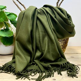 Pashmina Gifts For Women Bridesmaids Gift Maid of Honour Gift Tassel Scarf in Army Green