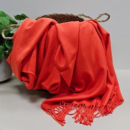 Super Soft Plain Pashmina Style Scarf in Bright Orange Pashmina Gifts For Women Bridesmaids Gift Maid of Honour Gift Tassel Scarf in Orange